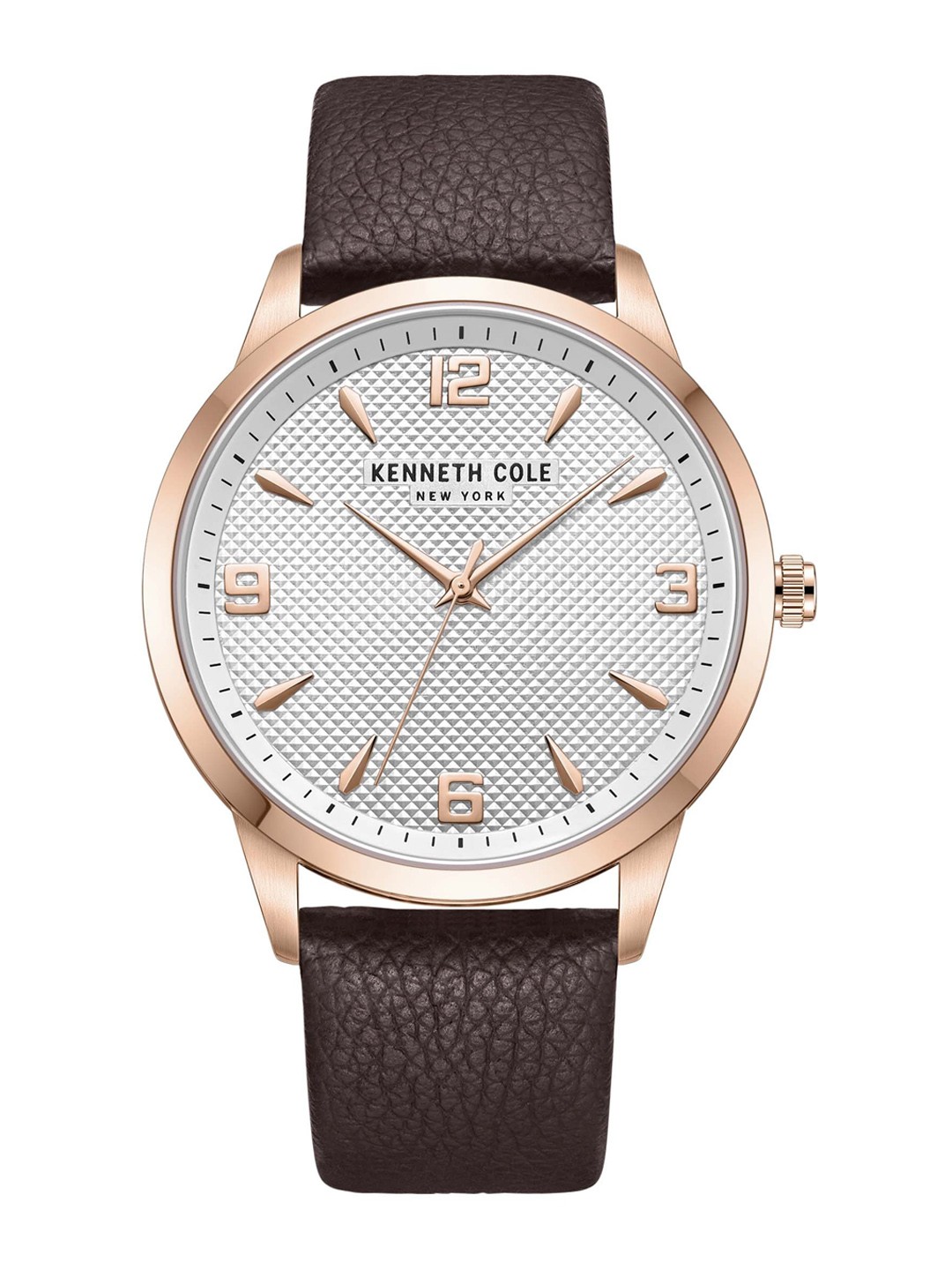 

Kenneth Cole Men White Dial & Brown Leather Textured Strap Analogue Watch KCWGA2217902MN, Silver