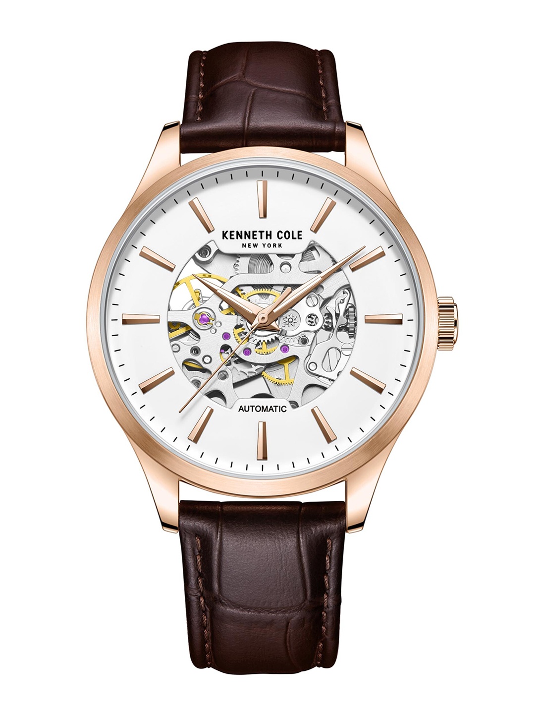 

Kenneth Cole Men White Embellished Dial & Brown Leather Textured Straps Analogue Watch