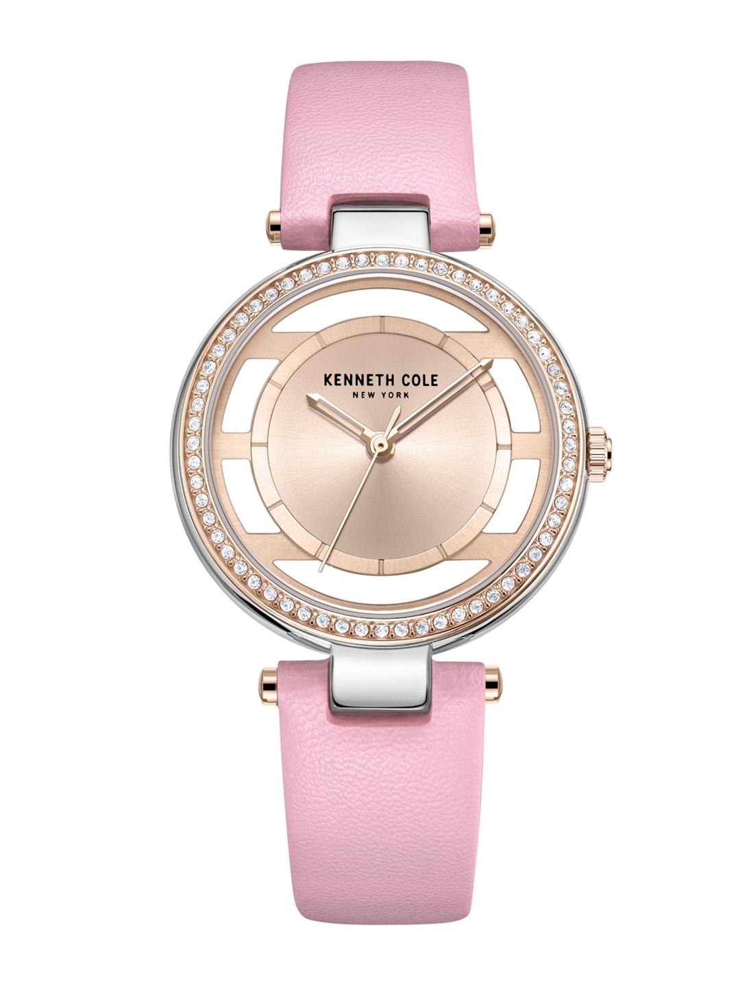 

Kenneth Cole Men Rose Gold-Toned Embellished Dial & Pink Leather Straps Analogue Watch