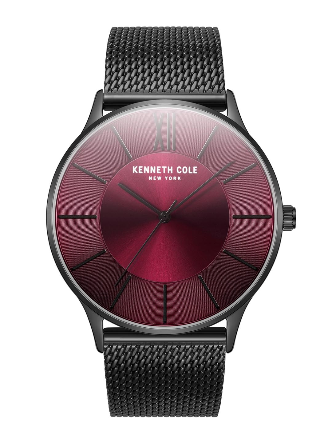 

Kenneth Cole Men Burgundy Dial & Stainless Steel Bracelet Style Straps Analogue Watch