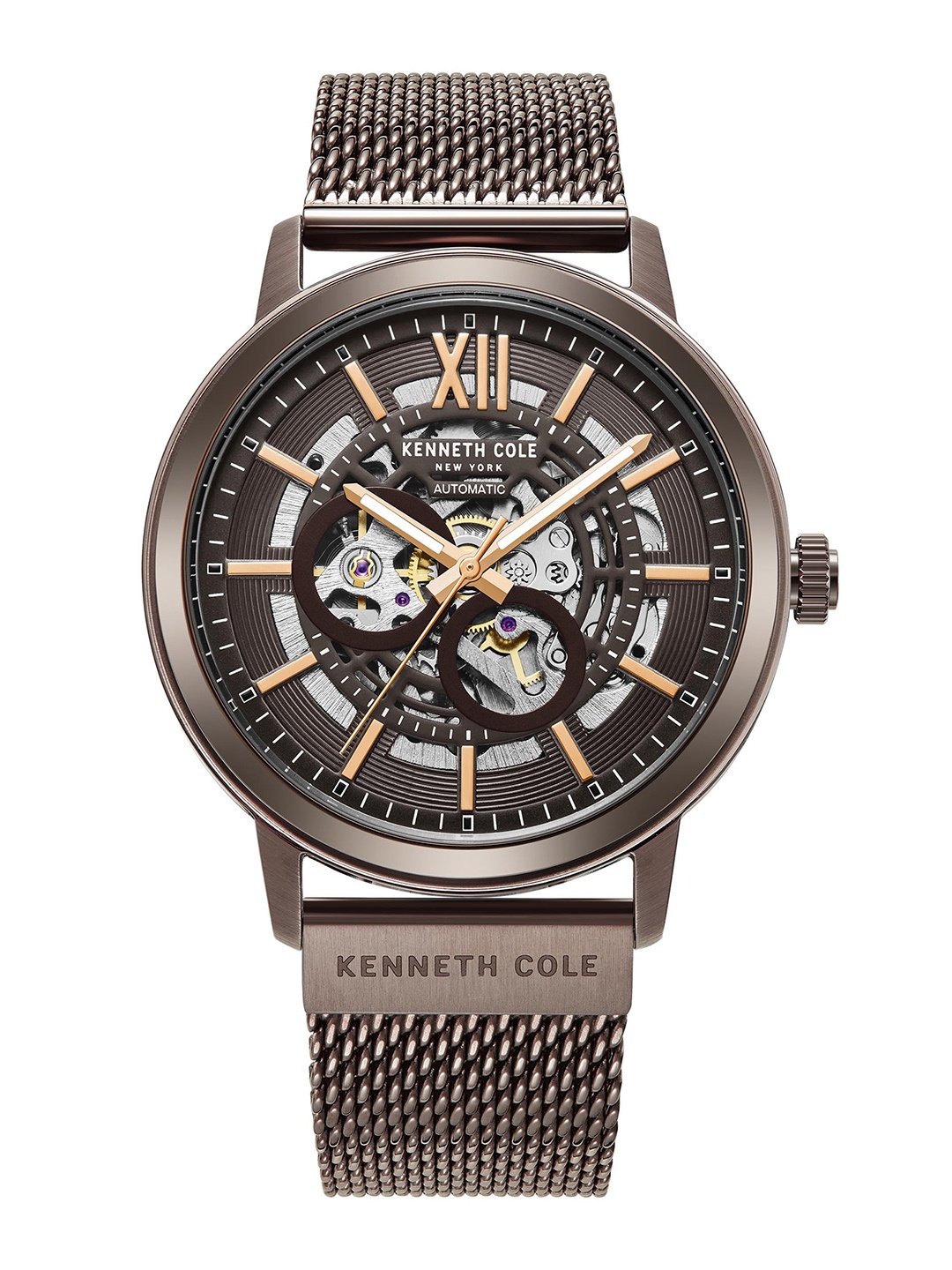 

Kenneth Cole Men Brown Dial & Brown Stainless Steel Bracelet Style Straps Analogue Watch