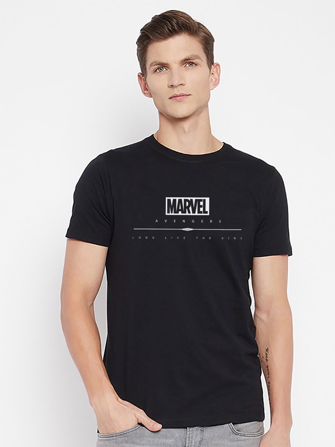 

Kook N Keech Marvel Men Black Typography Printed T-shirt