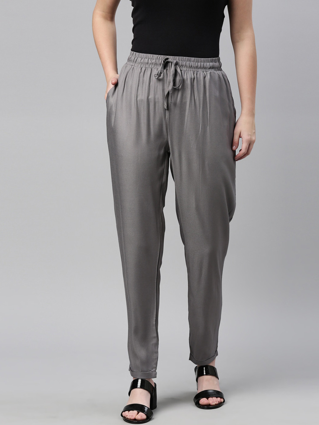 

LAYA Women Grey Relaxed Trousers