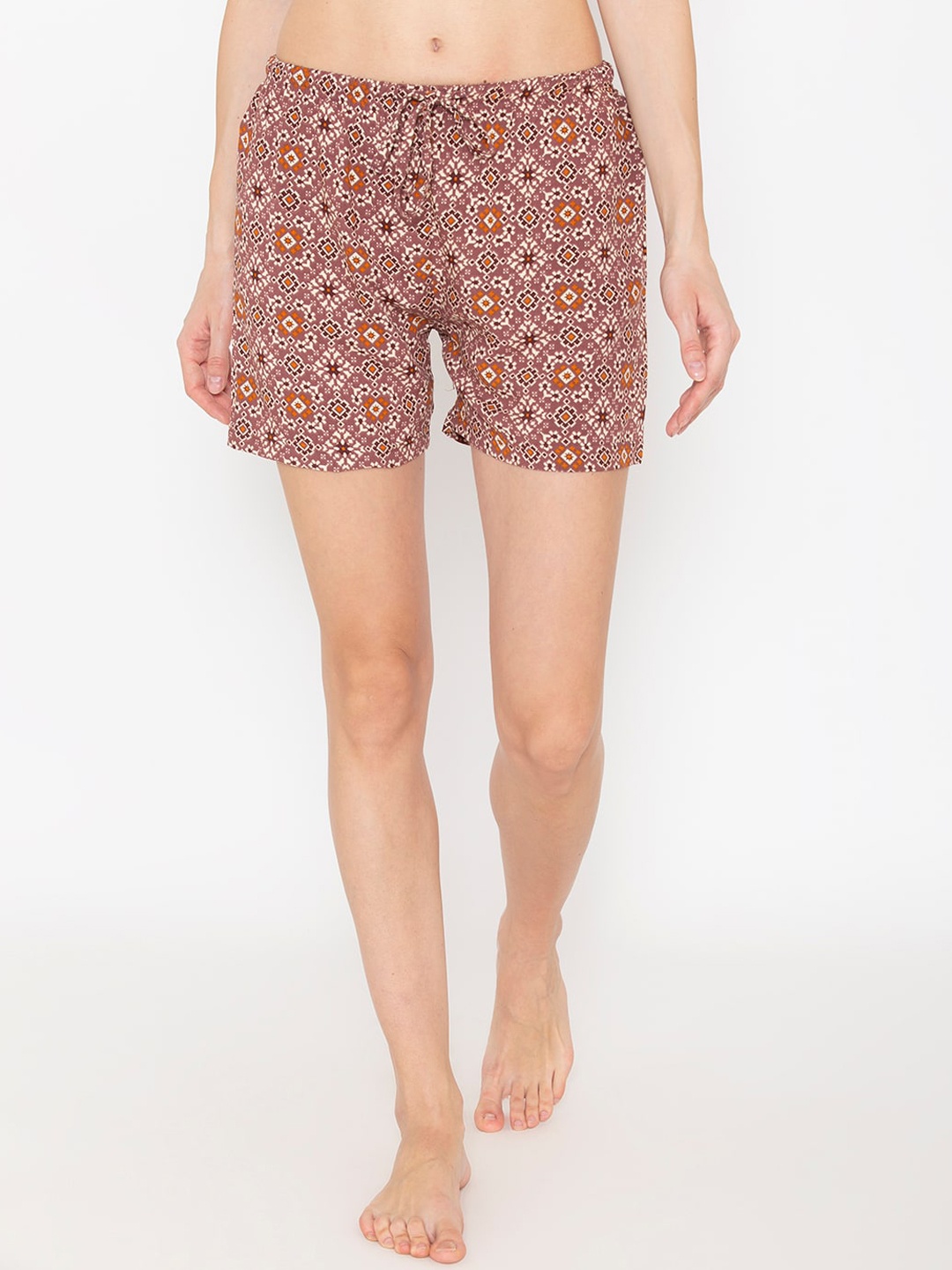 

Vami Women Brown Printed Antimicrobial Technology Shorts