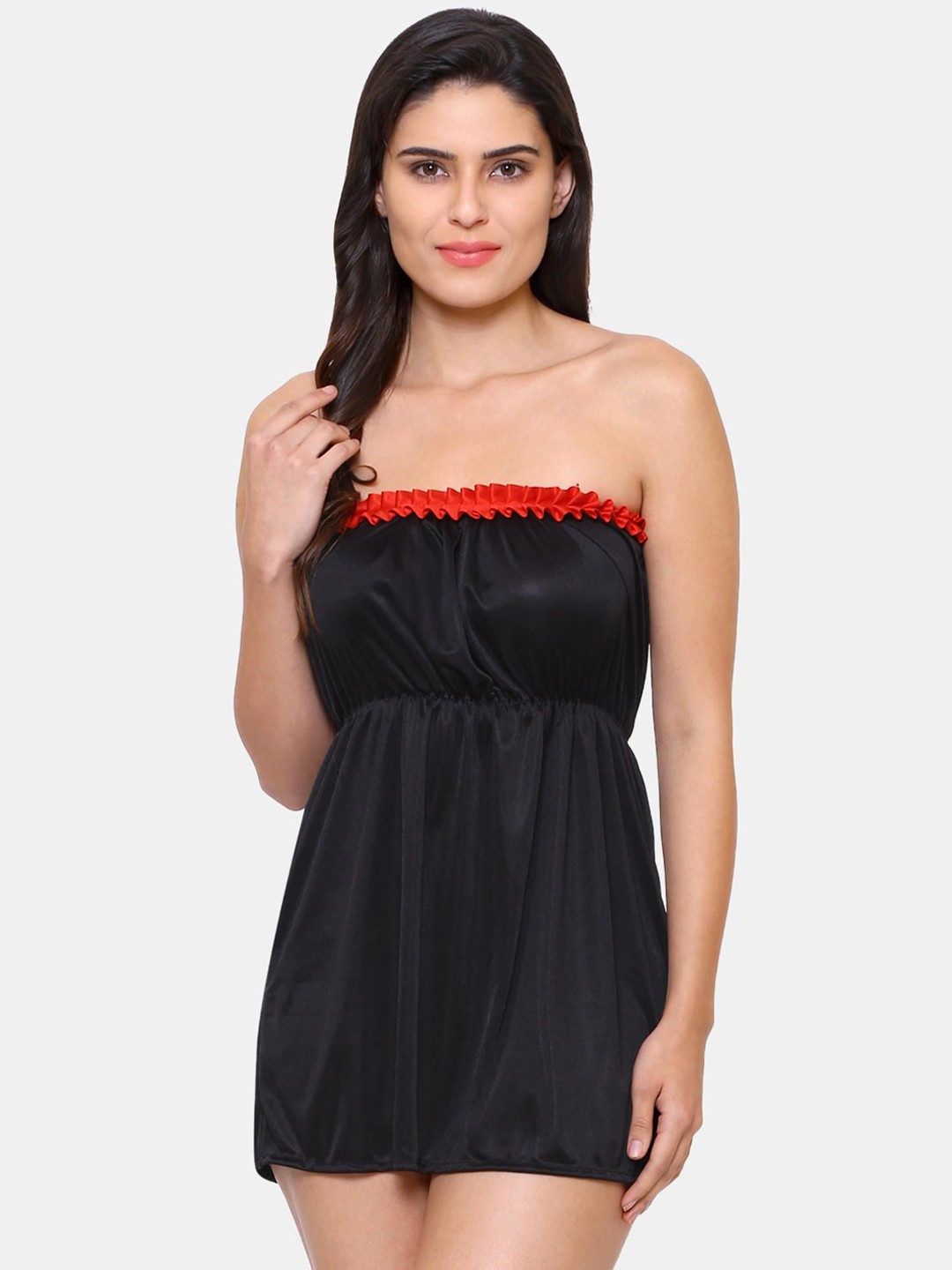 

Klamotten Black & Red Strapless Baby Doll Nightwear