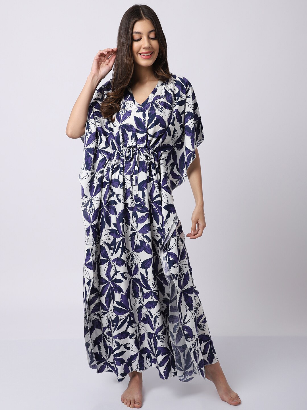 

Claura White Printed Maxi Nightdress