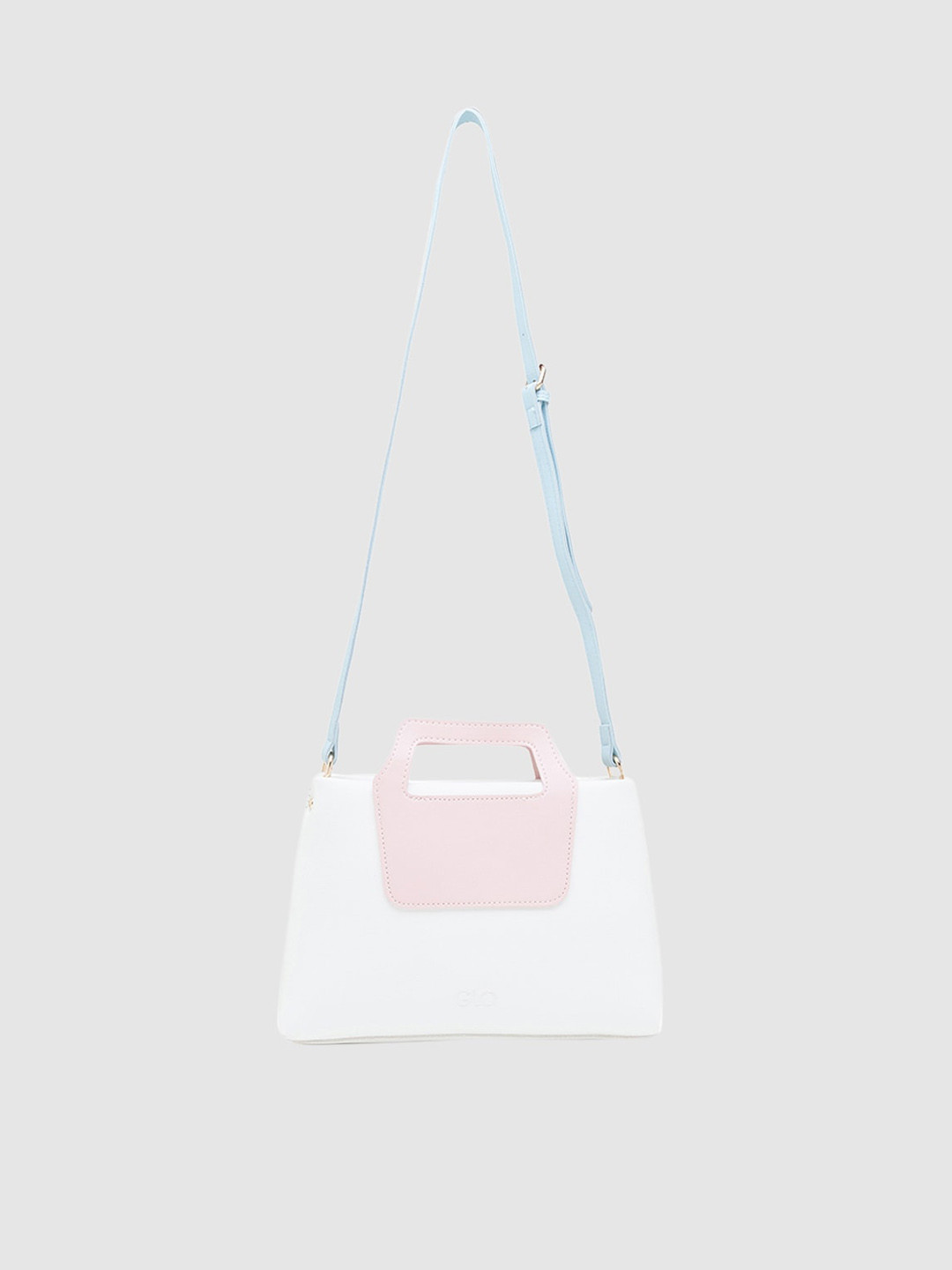

Globus White PU Structured Handheld Bag with Applique