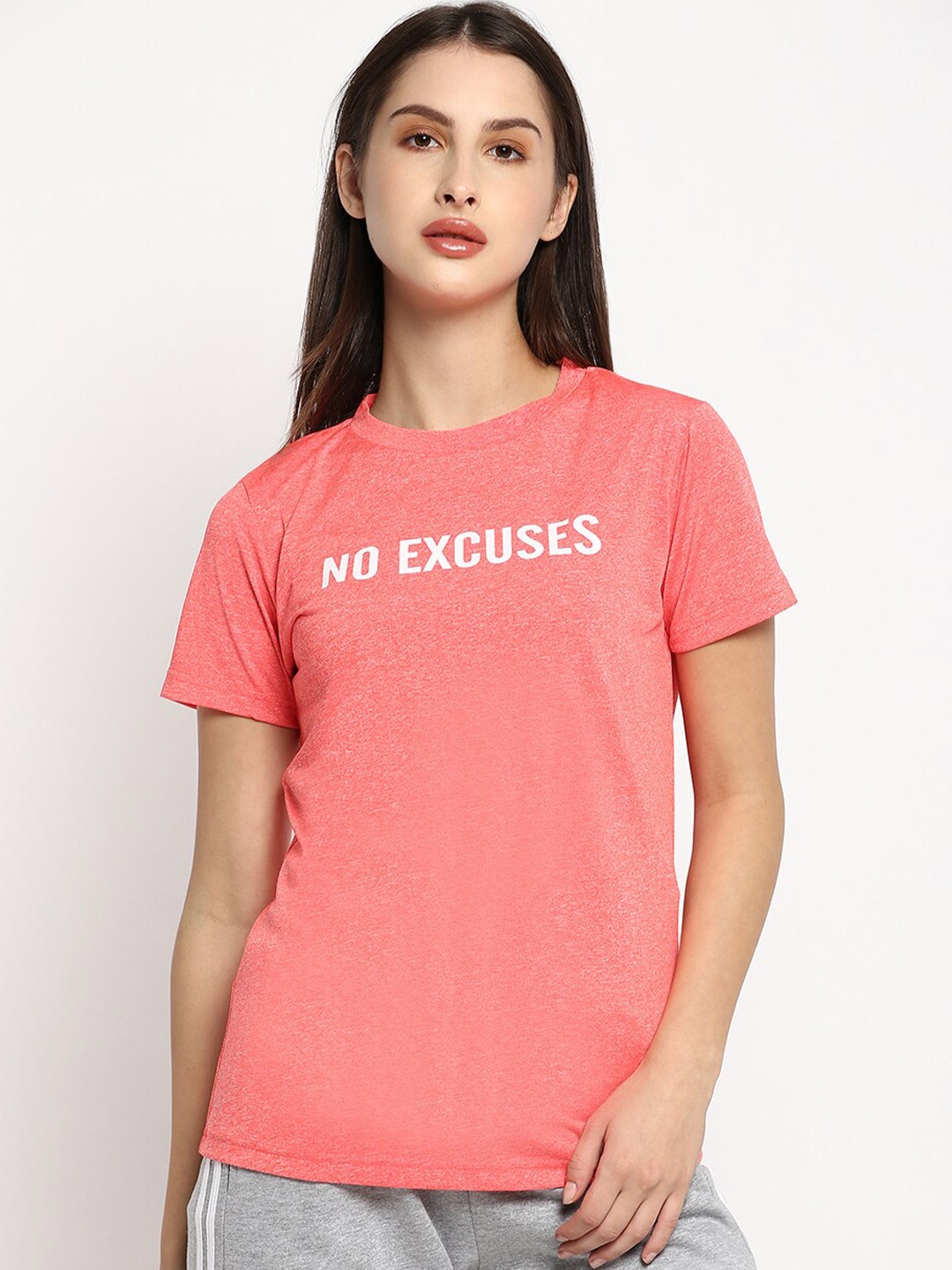 

R&B Women Pink Typography Applique T-shirt
