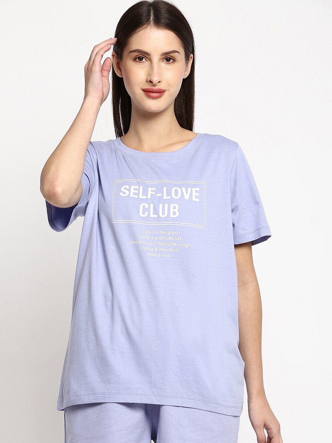

R&B Women Purple & White Typography Printed T-shirt