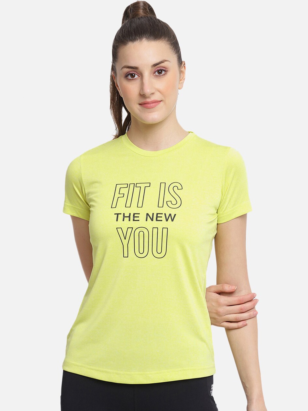 

R&B Women Yellow Typography Printed T-shirt
