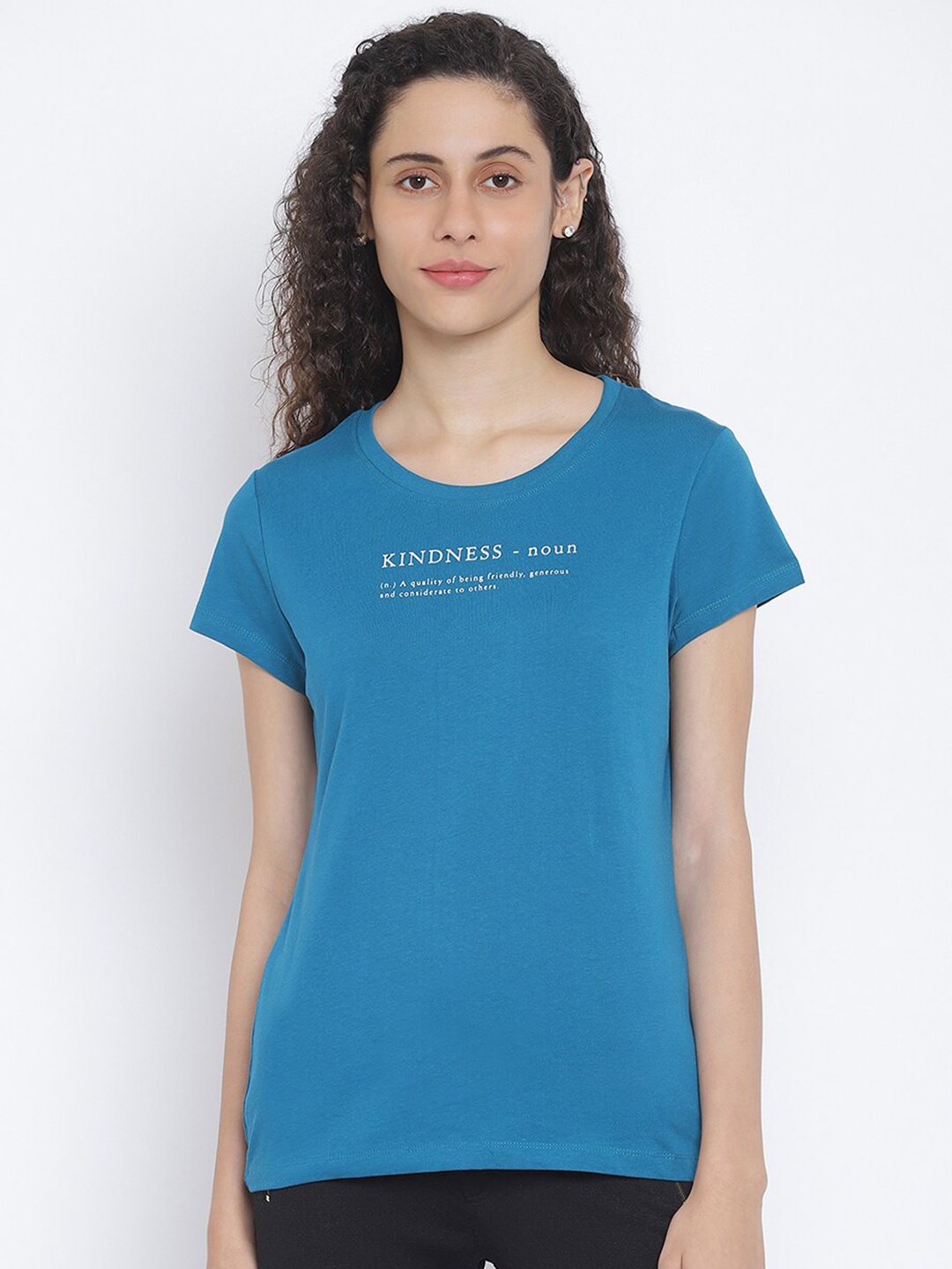 

R&B Women Blue Typography Printed T-shirt