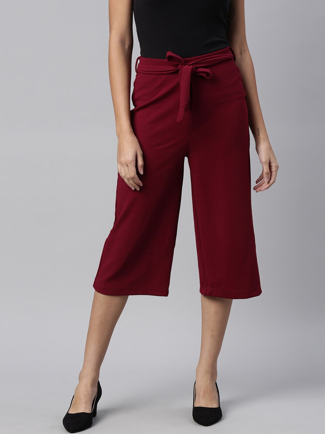 

LAYA Women Maroon Slim Fit Culottes Trousers