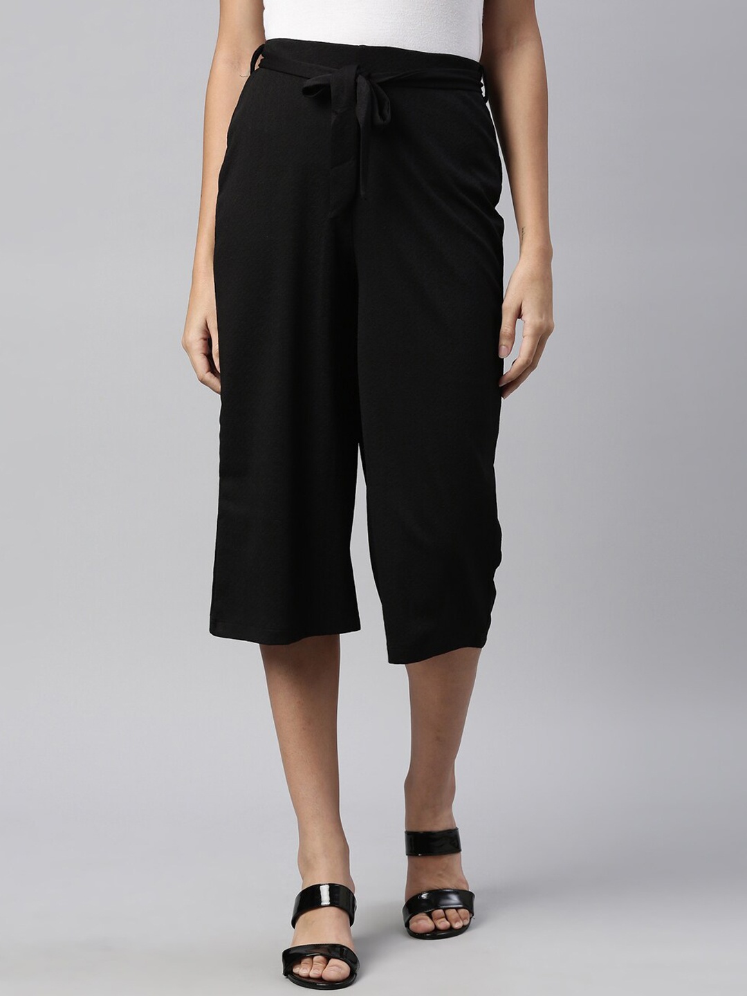 

LAYA Women Black Slim Fit Culottes Trousers