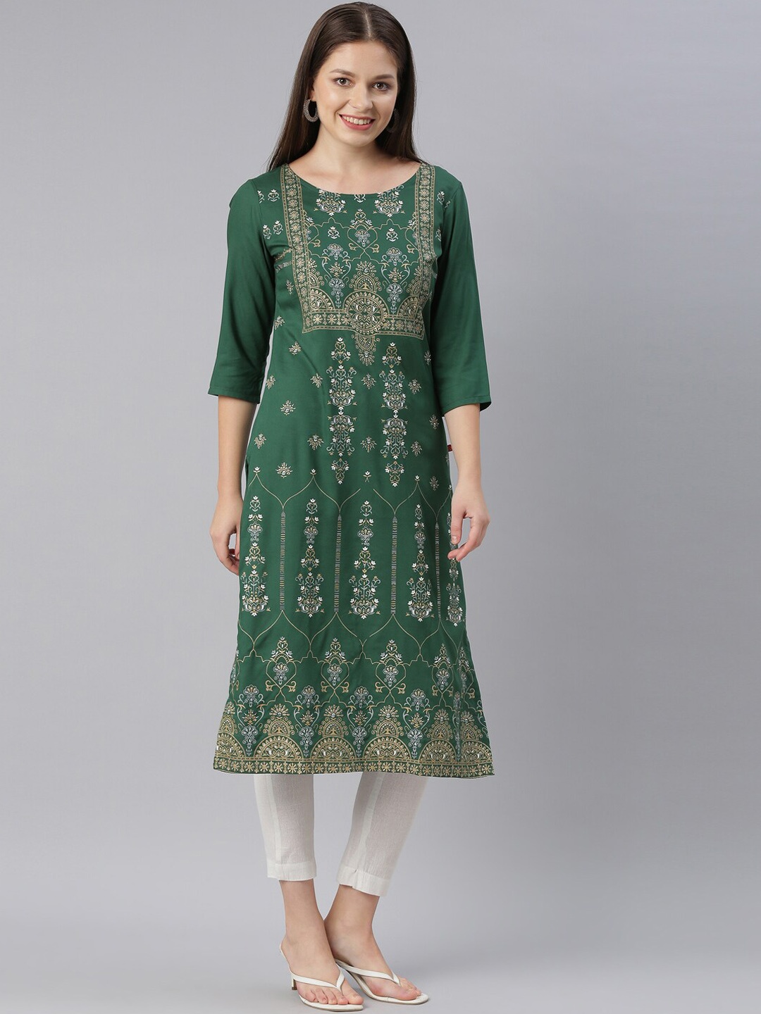 

Marcia Women Green Ethnic Motifs Printed Kurta