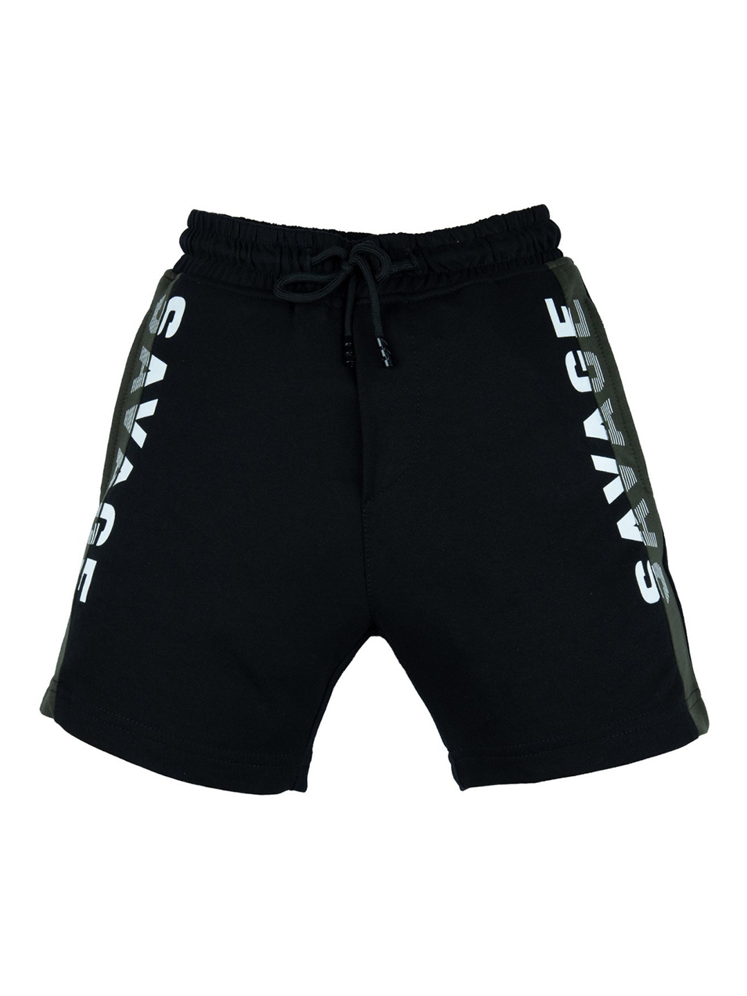 

Status Quo Boys Black Typography Printed Shorts