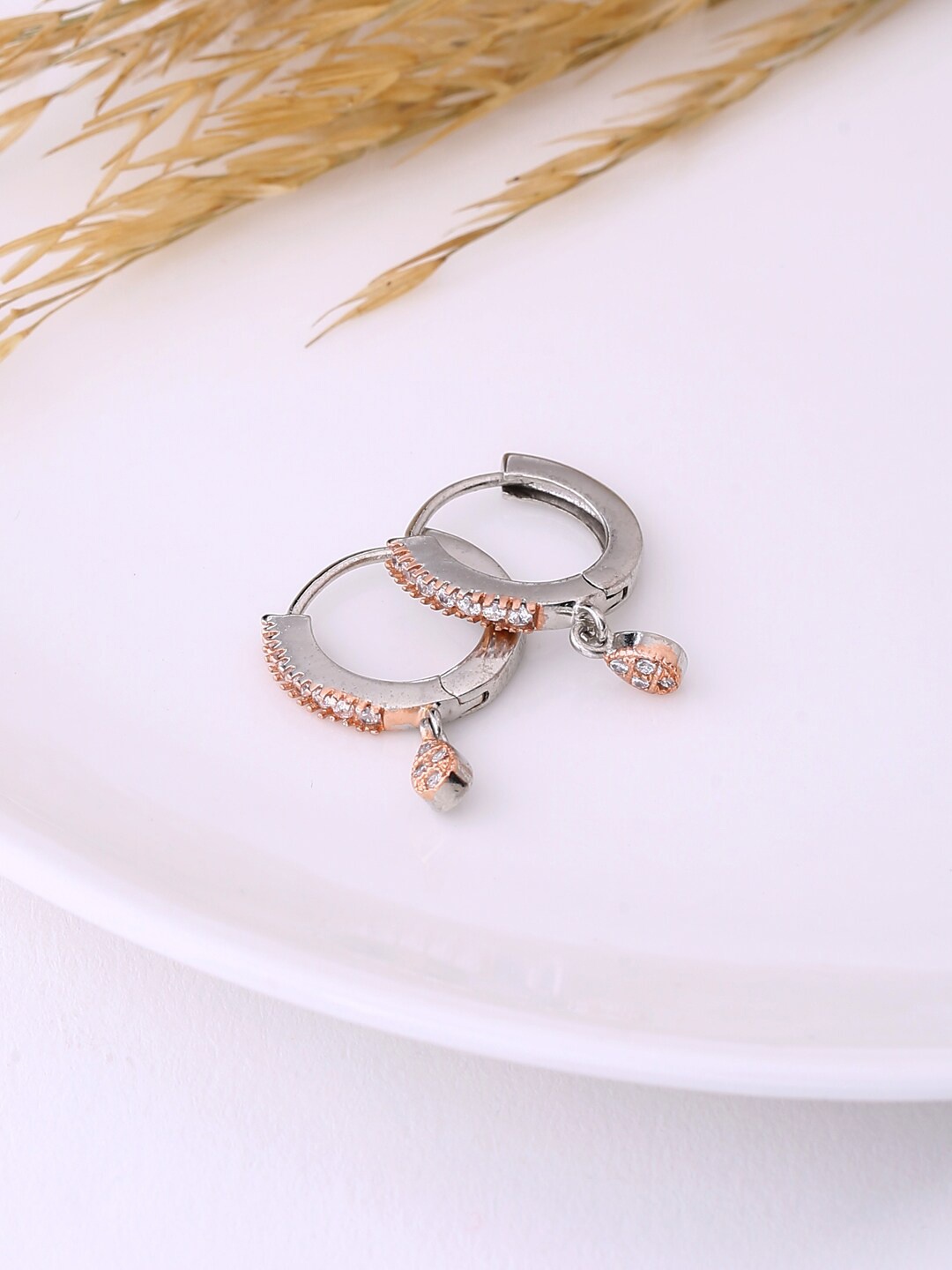 

ADORN by Nikita Ladiwala Women Silver-Toned Circular Drop Earrings