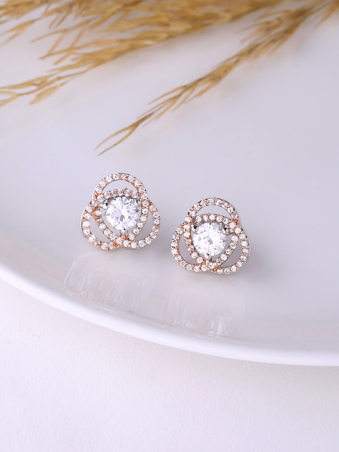 

ADORN by Nikita Ladiwala Silver-Toned Contemporary Stud Earrings