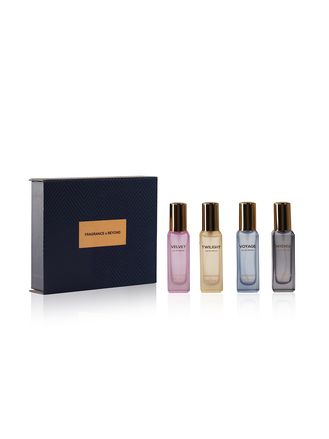 

Fragrance & Beyond Set of 4 Perfume - Velvet + Twilight + Vyoage + Intense - 20 ml Each, Red