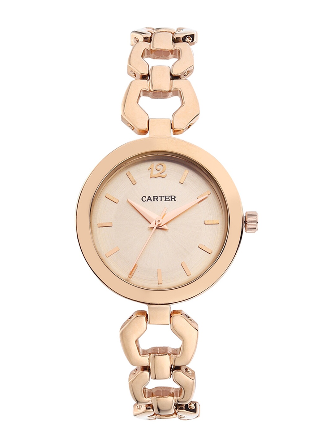 

Sandy D Carter Women White Brass Dial & Rose Gold Toned Bracelet Style Straps Analogue Watch SD-Carter-24-RG-Rose