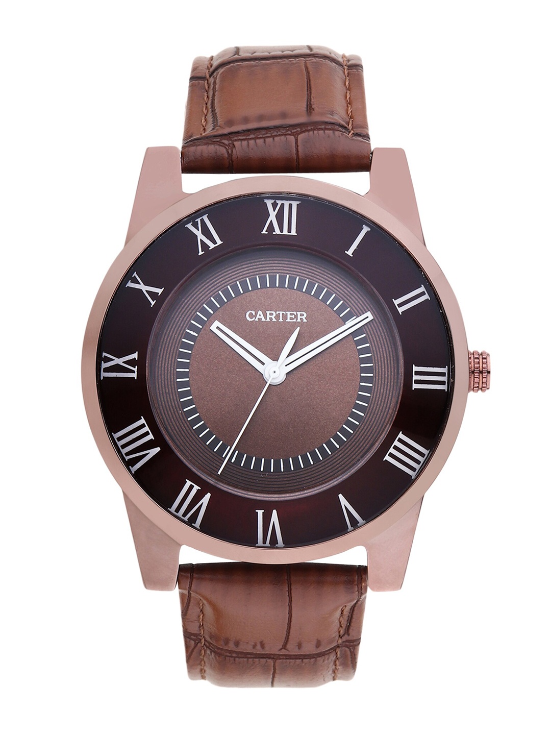 

Sandy D Carter Men Brown Brass Dial & Brown Leather Bracelet Style Straps Analogue Watch