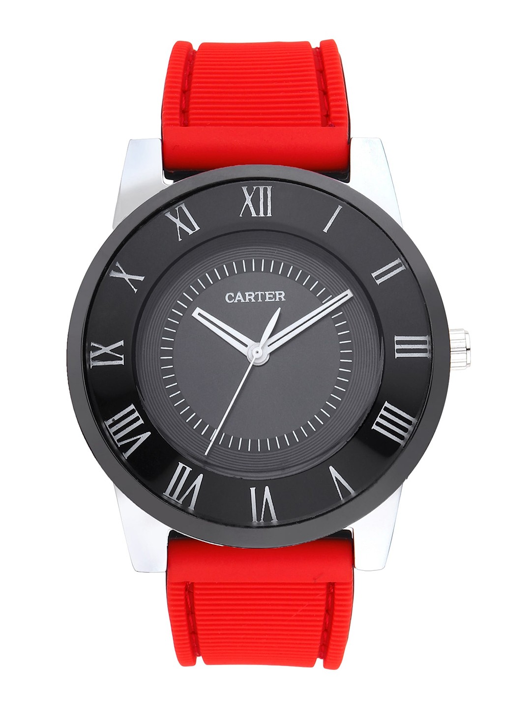 

Sandy D Carter Men Black Brass Dial & Red Straps Analogue Watch