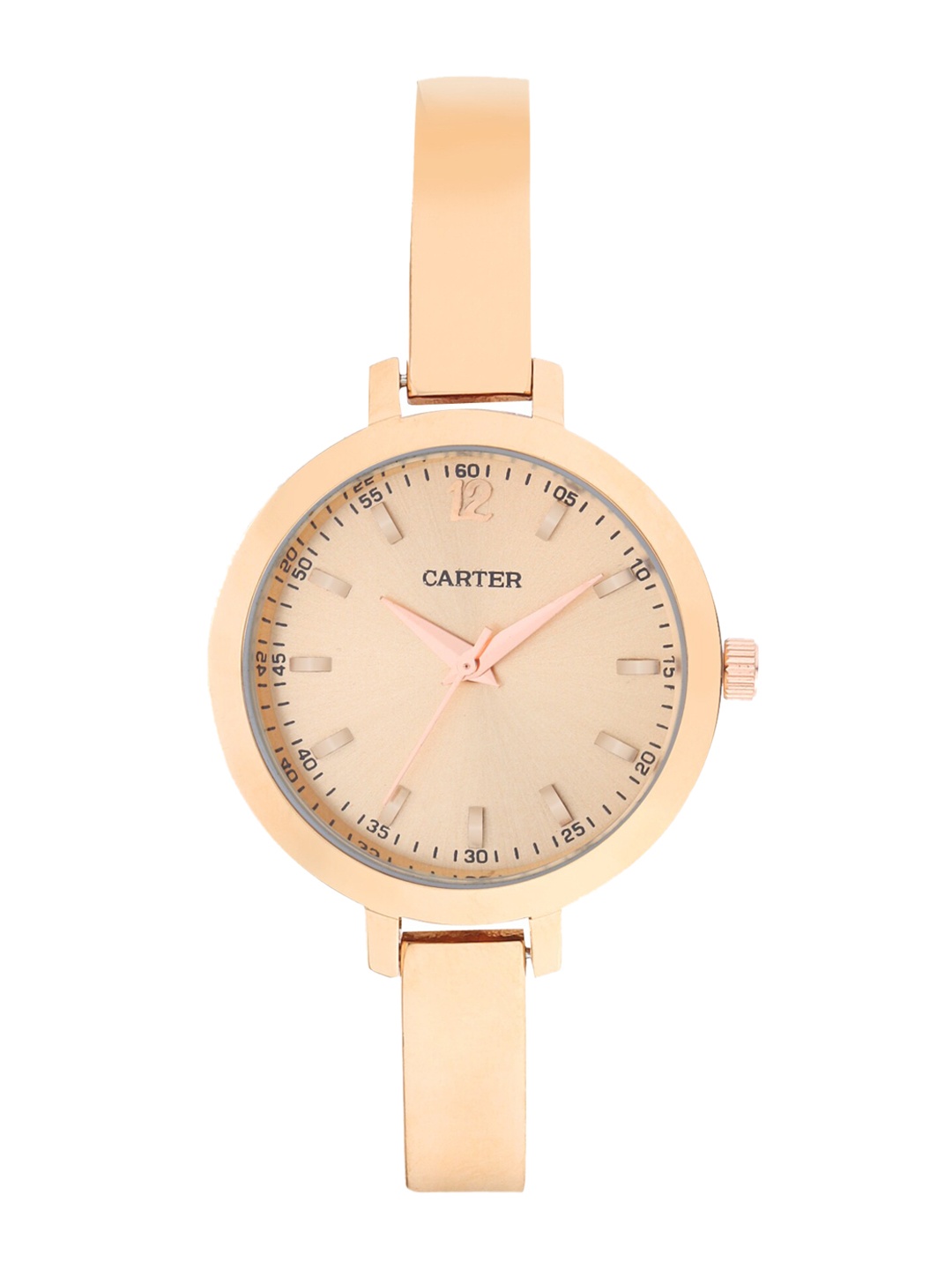 

Sandy D Carter Women Rose Gold-Toned Brass Dial & Rose Gold Toned Bracelet Style Straps Analogue Watch