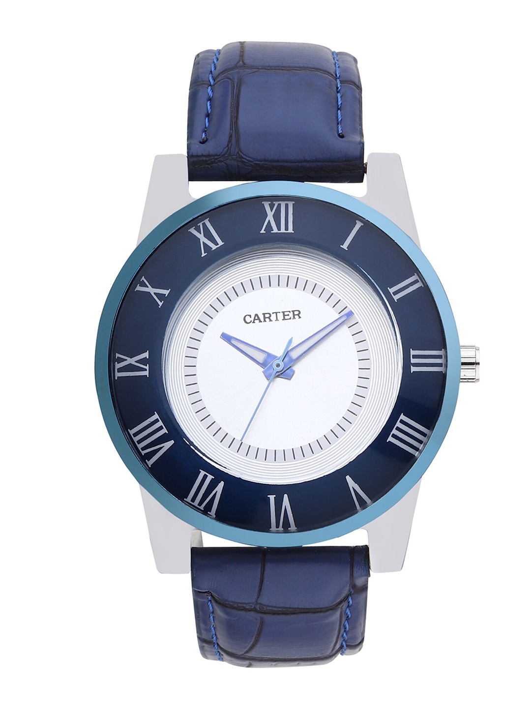 

Sandy D Carter Men White Brass Dial & Blue Leather Strap Analogue Watch SD-Carter-26-WH