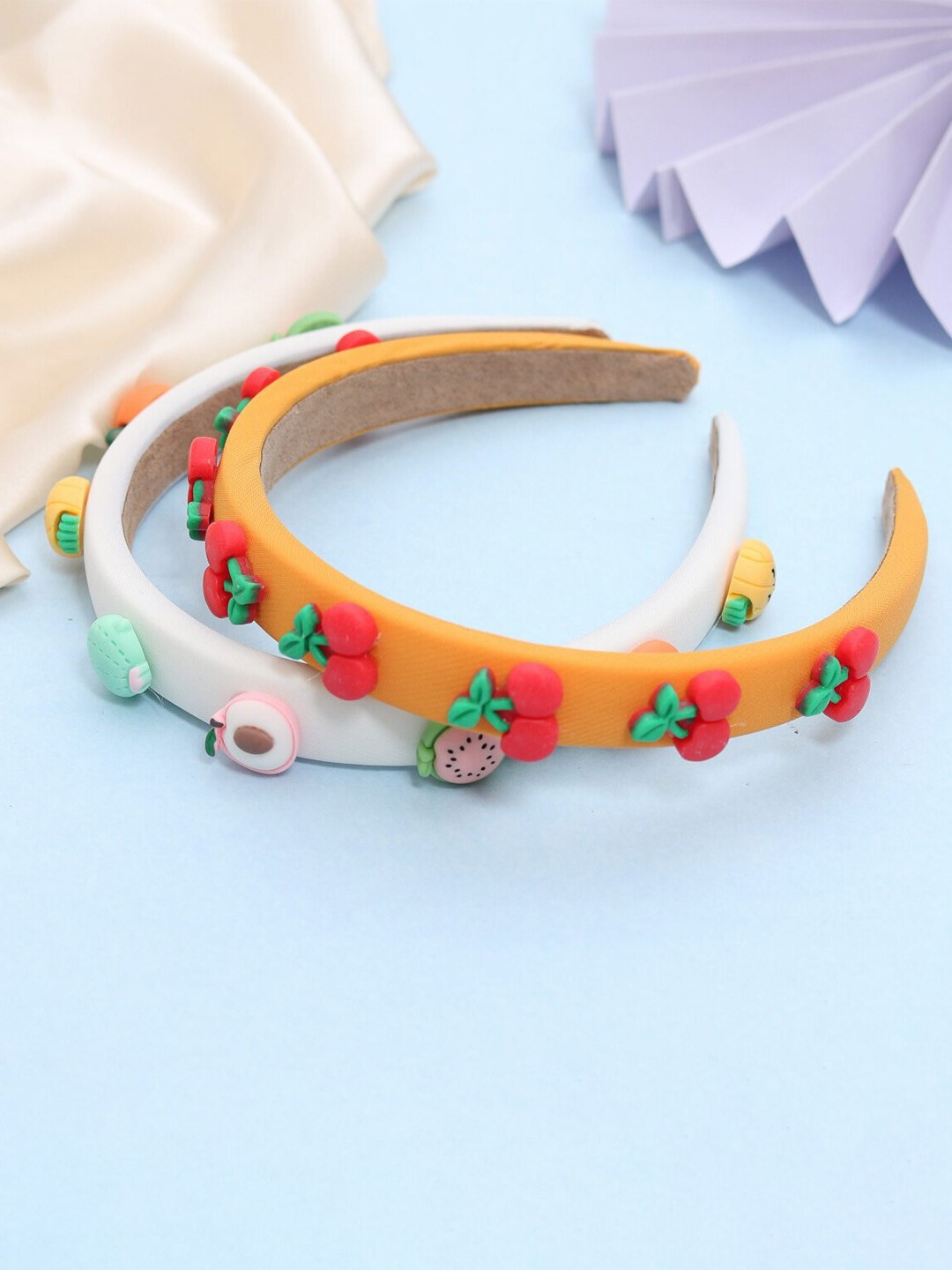 

Yellow Bee Girls Orange & White Set of 2 Hairband