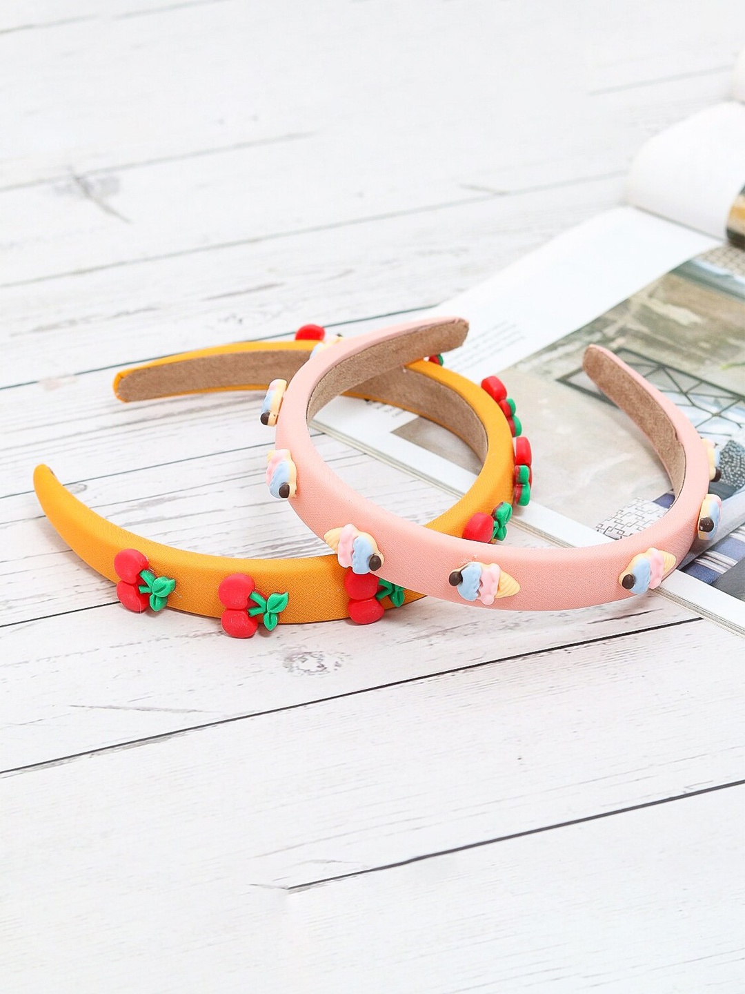 

Yellow Bee Girls Peach-Coloured & Orange Pack of 2 Hairband