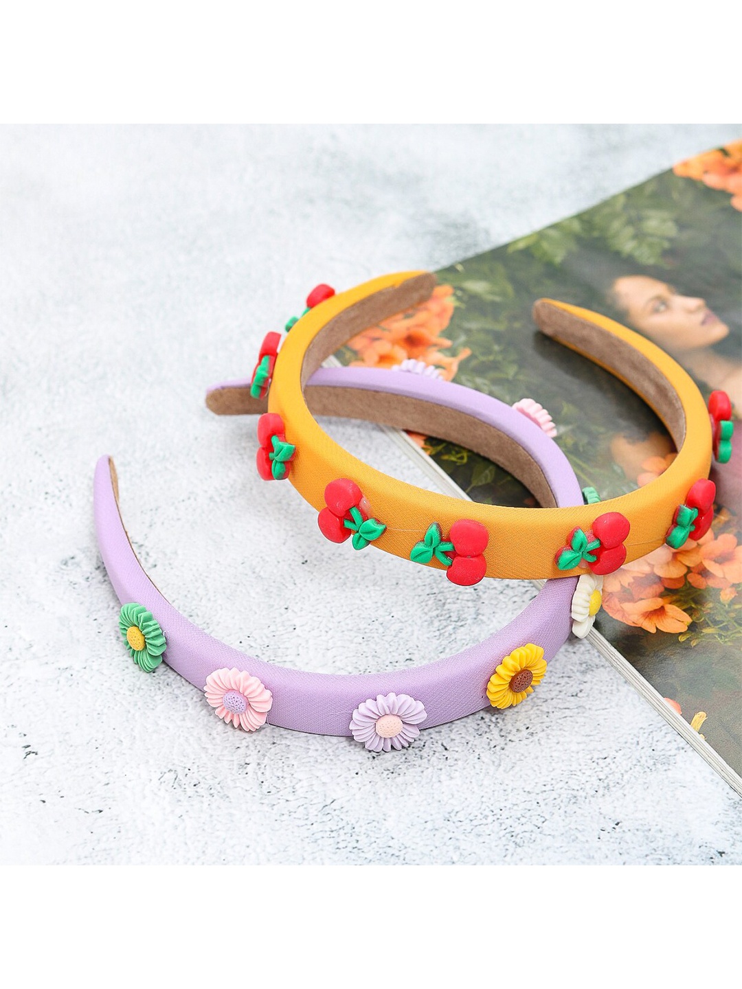 

Yellow Bee Girls Orange & Purple Set of 2 Hairband