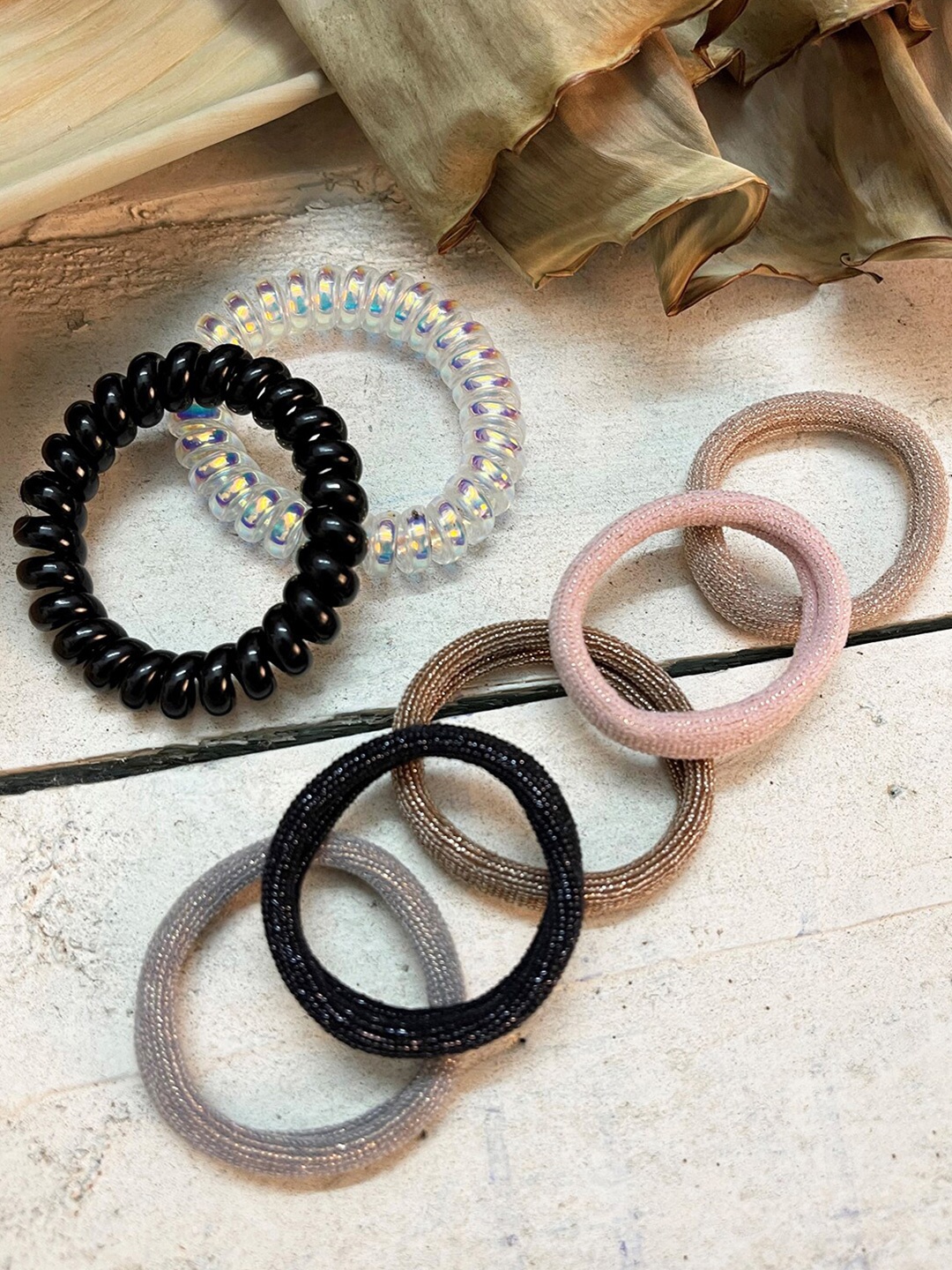 

Ayesha Set of 7 Women Black & White Ponytail Holders