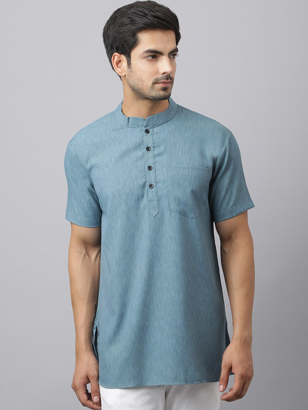 

Waahiba Men Blue Thread Work Kurta
