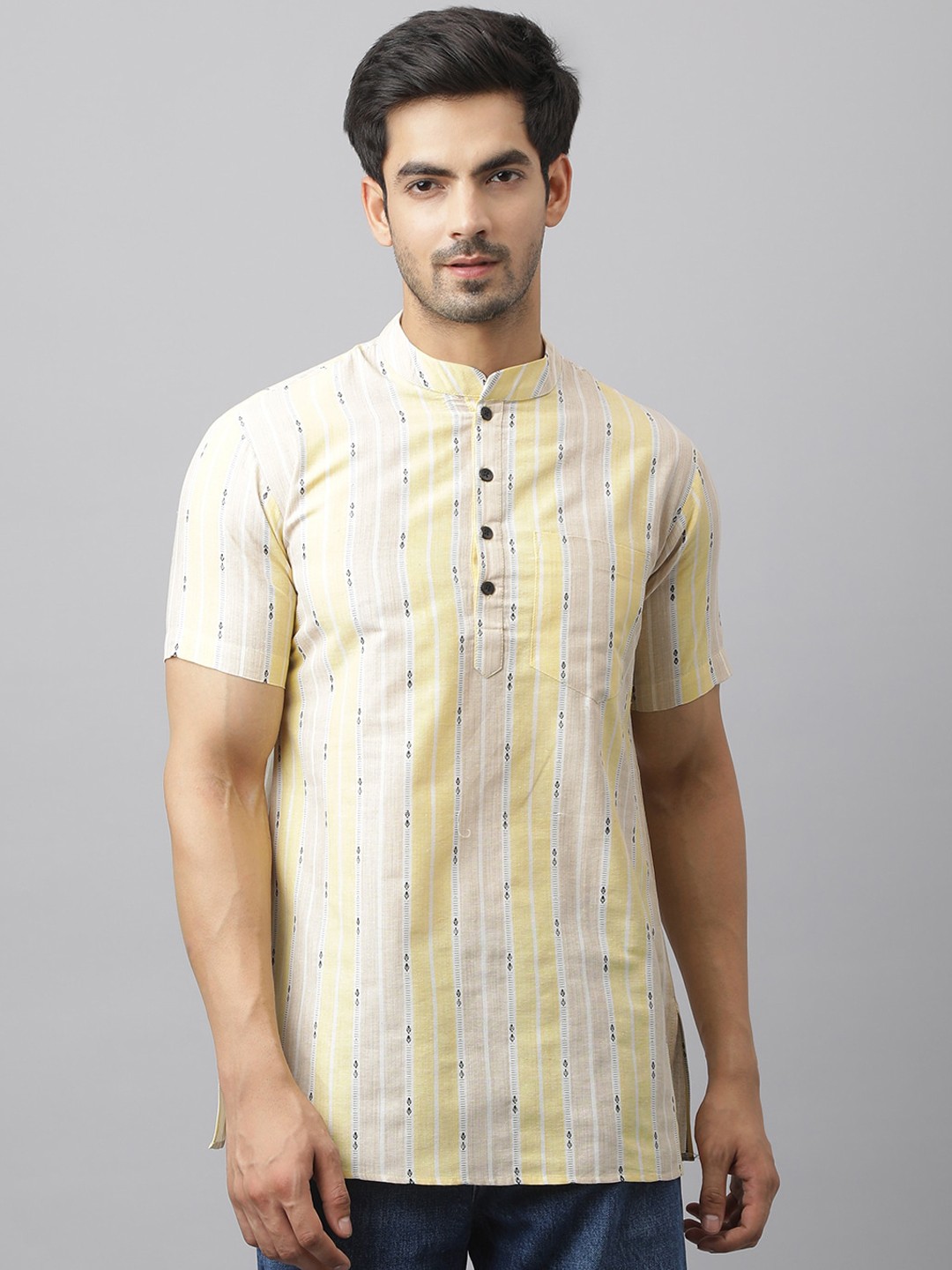 

Waahiba Woven Design Pure Cotton Kurta, Yellow