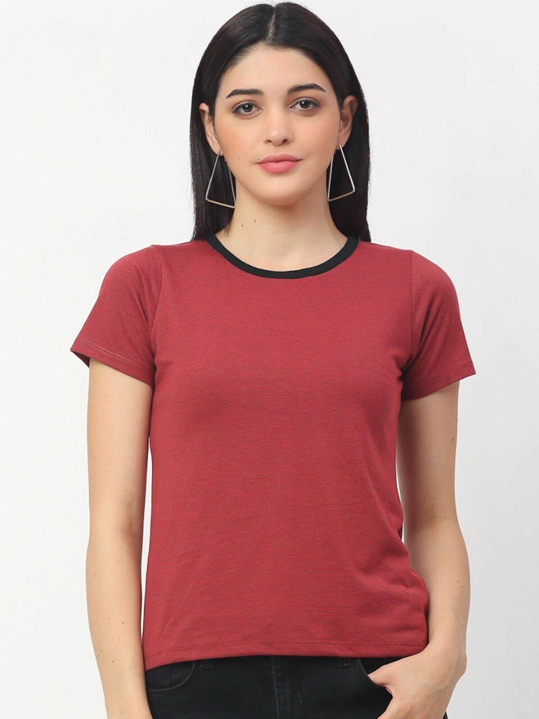 

Rigo Women Red Pure Cotton T-shirt