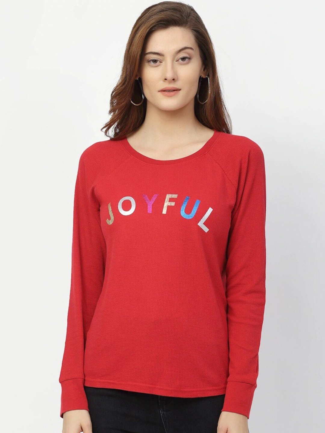 

Rigo Women Red Typography Print Top