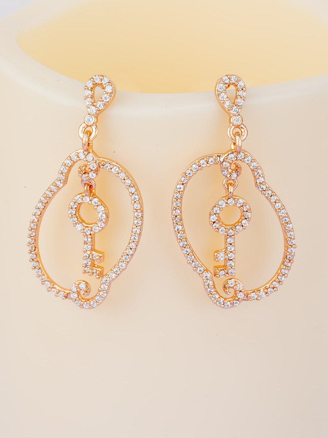 

BARSANO Gold-Toned Contemporary Drop Earrings