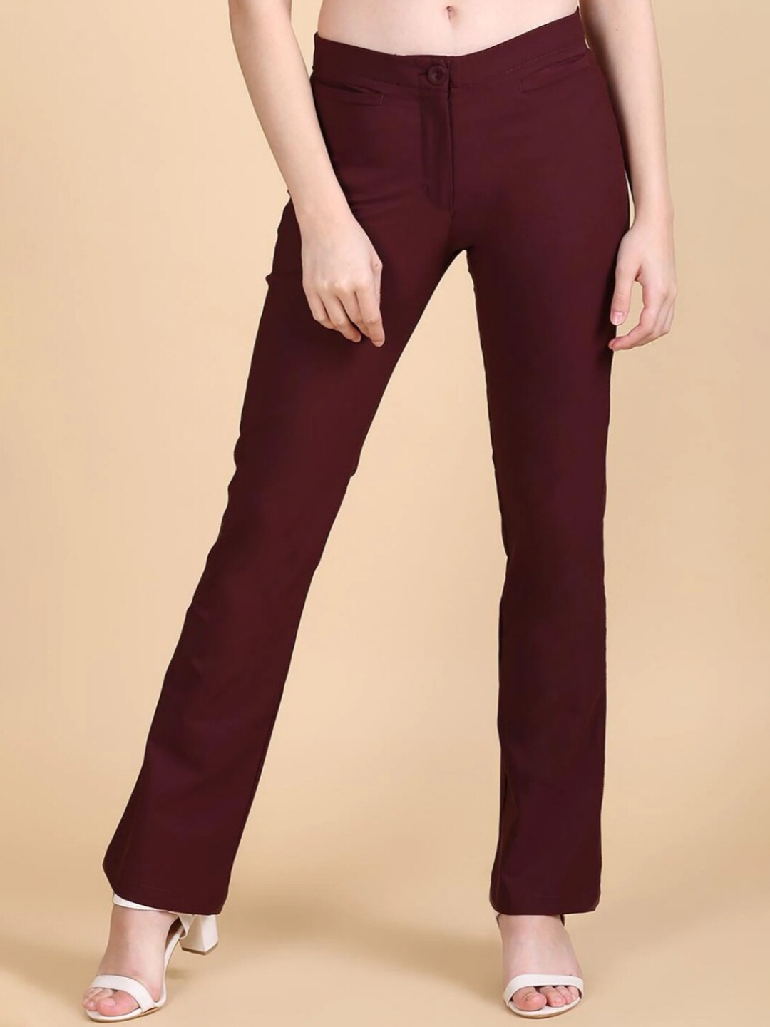 

Lakshita Women Maroon Comfort Chambray Trousers