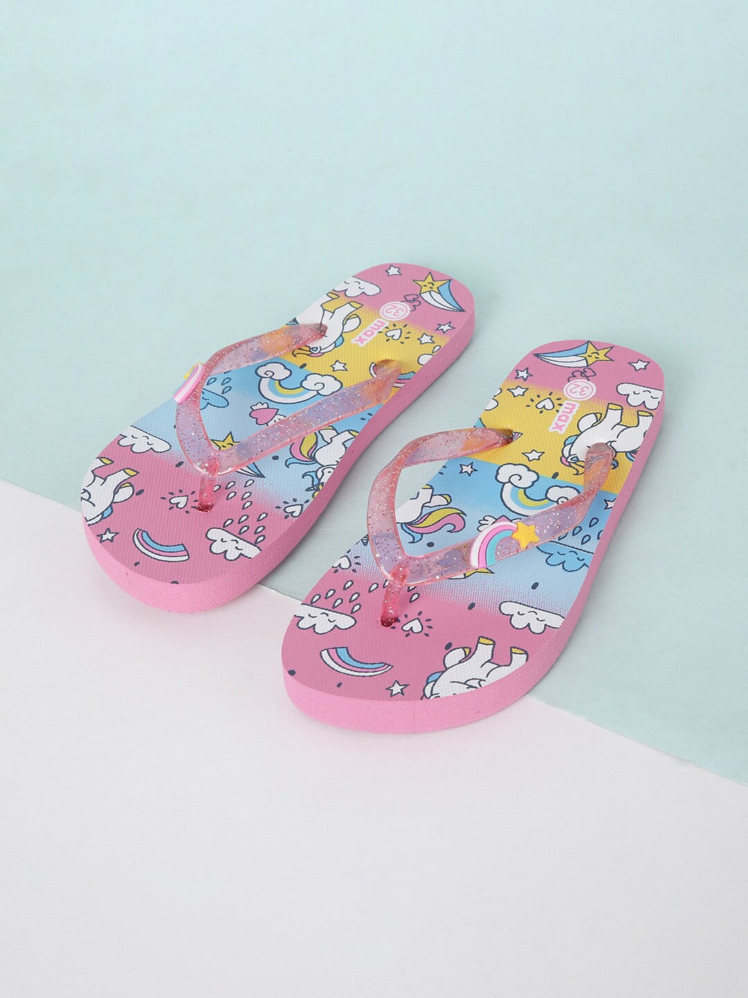 

max Girls Pink & Blue Printed Room Slippers