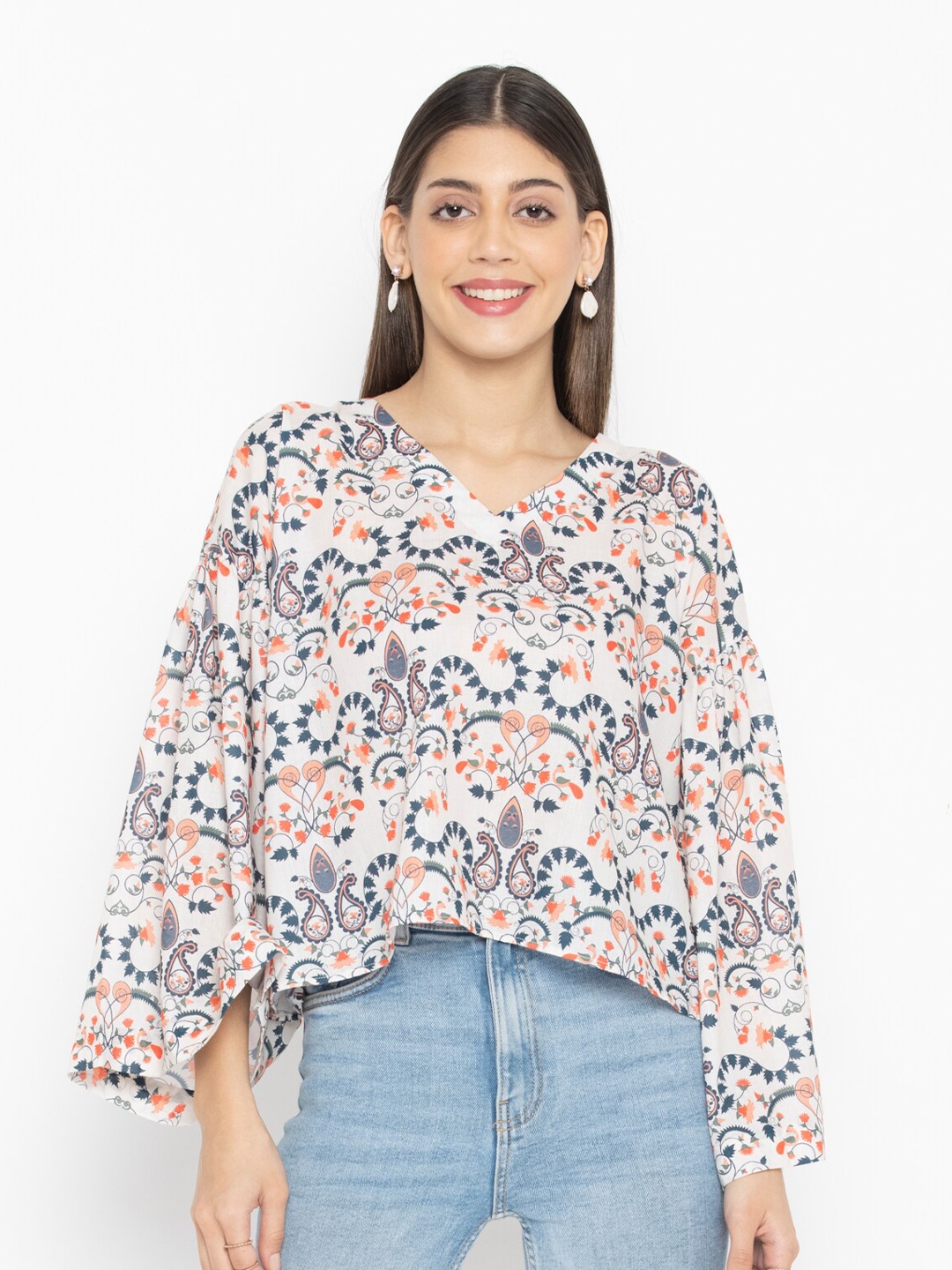 

SEW YOU SOON Blue & White Printed Top