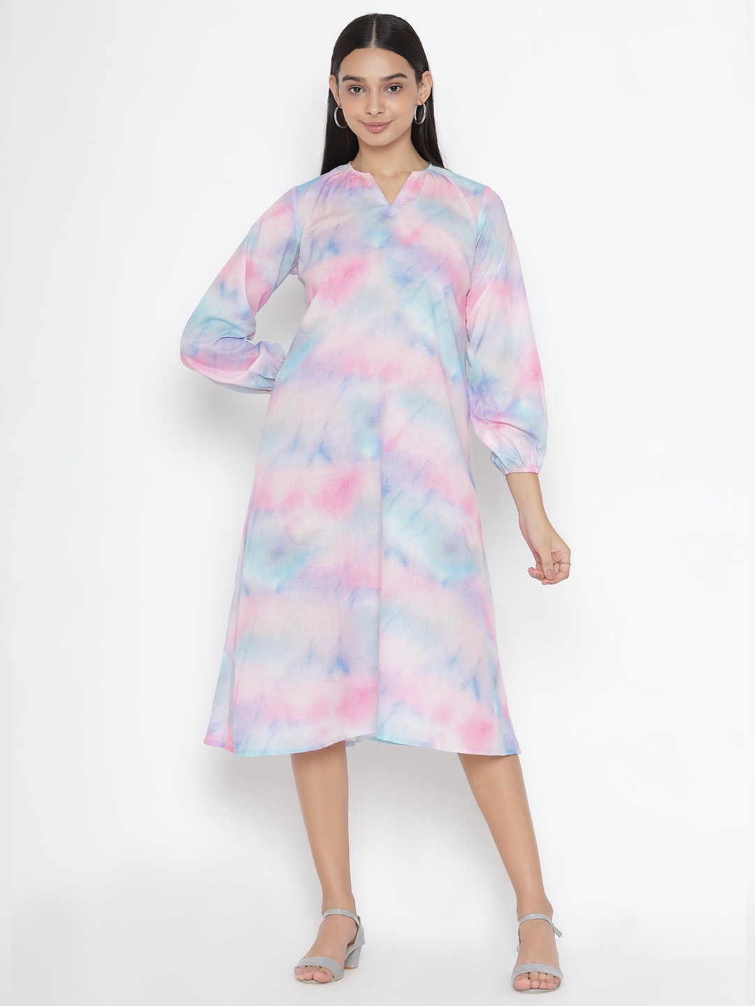 

SEW YOU SOON Multicoloured Tie and Dye A-Line Midi Dress, Multi