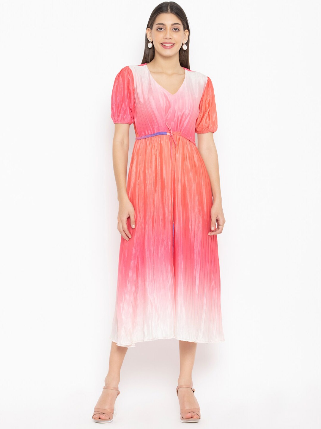 

SEW YOU SOON Pink Tie and Dye Dyed Chiffon Midi Dress