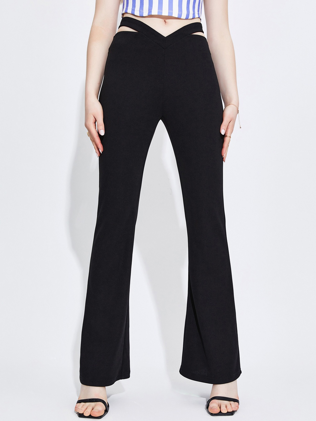

URBANIC Women Black Low-Rise Trousers