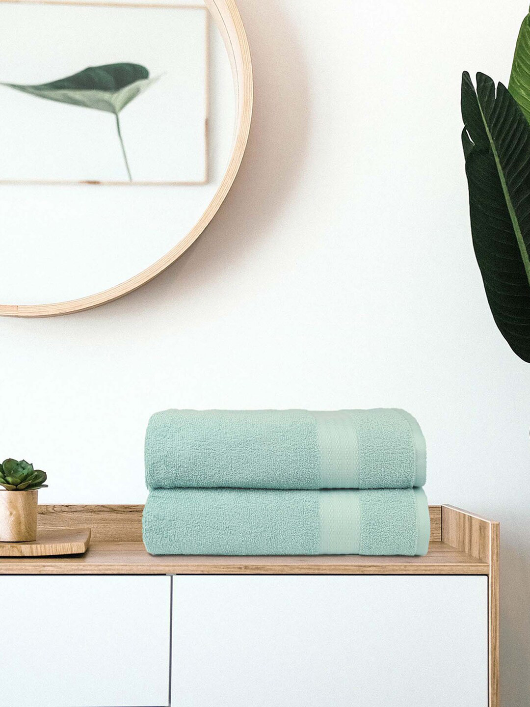 

MYTRIDENT Set Of 2 Blue Solid 400 GSM Cotton Bath Towels
