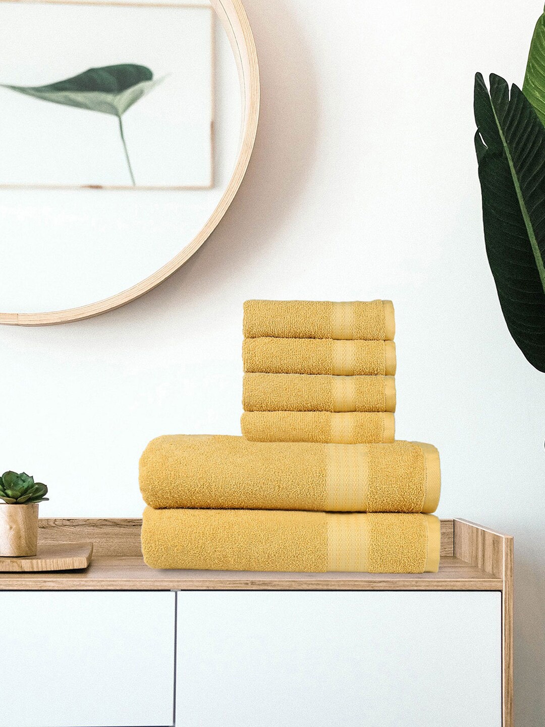 

Trident Set Of 6 Yellow Solid 400 GSM Soft & Plush Pure Cotton Towel Set