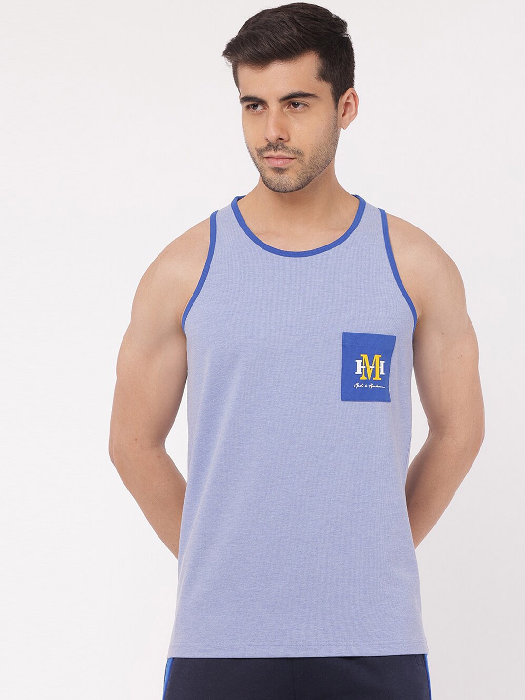 

Mast & Harbour Men Lavender Coloured Solid Innerwear Gym Vests