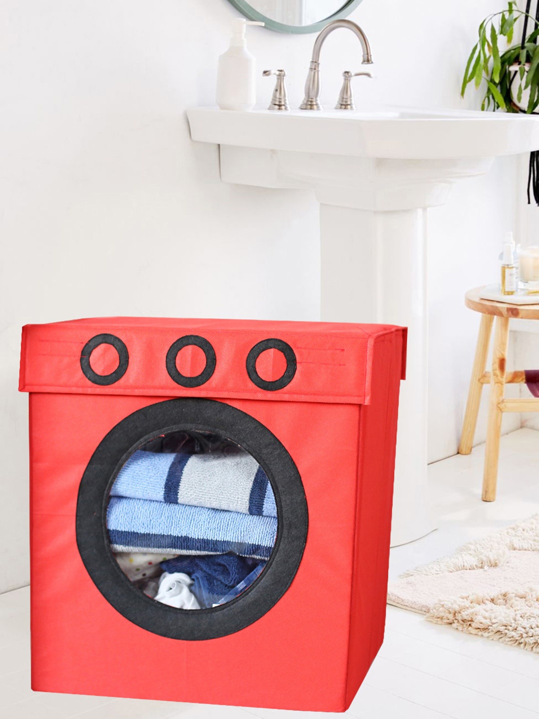 

My Gift Booth Red Solid Foldable Laundry Box