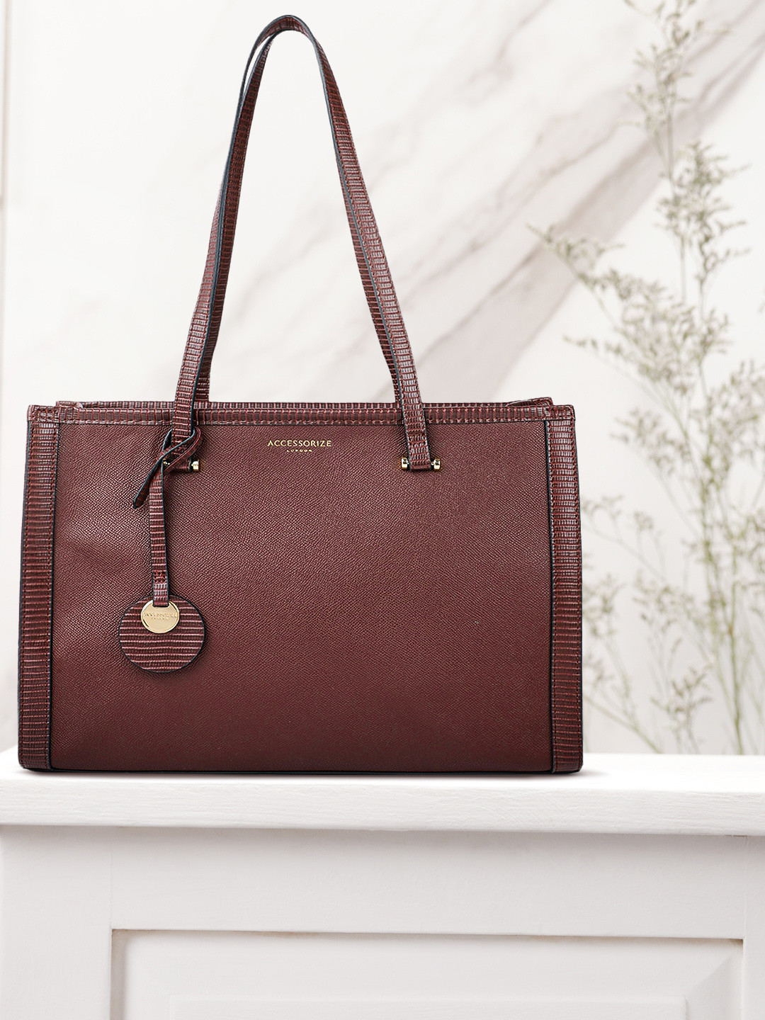 

Accessorize London Women's Faux Leather Rosie Book Tote, Burgundy