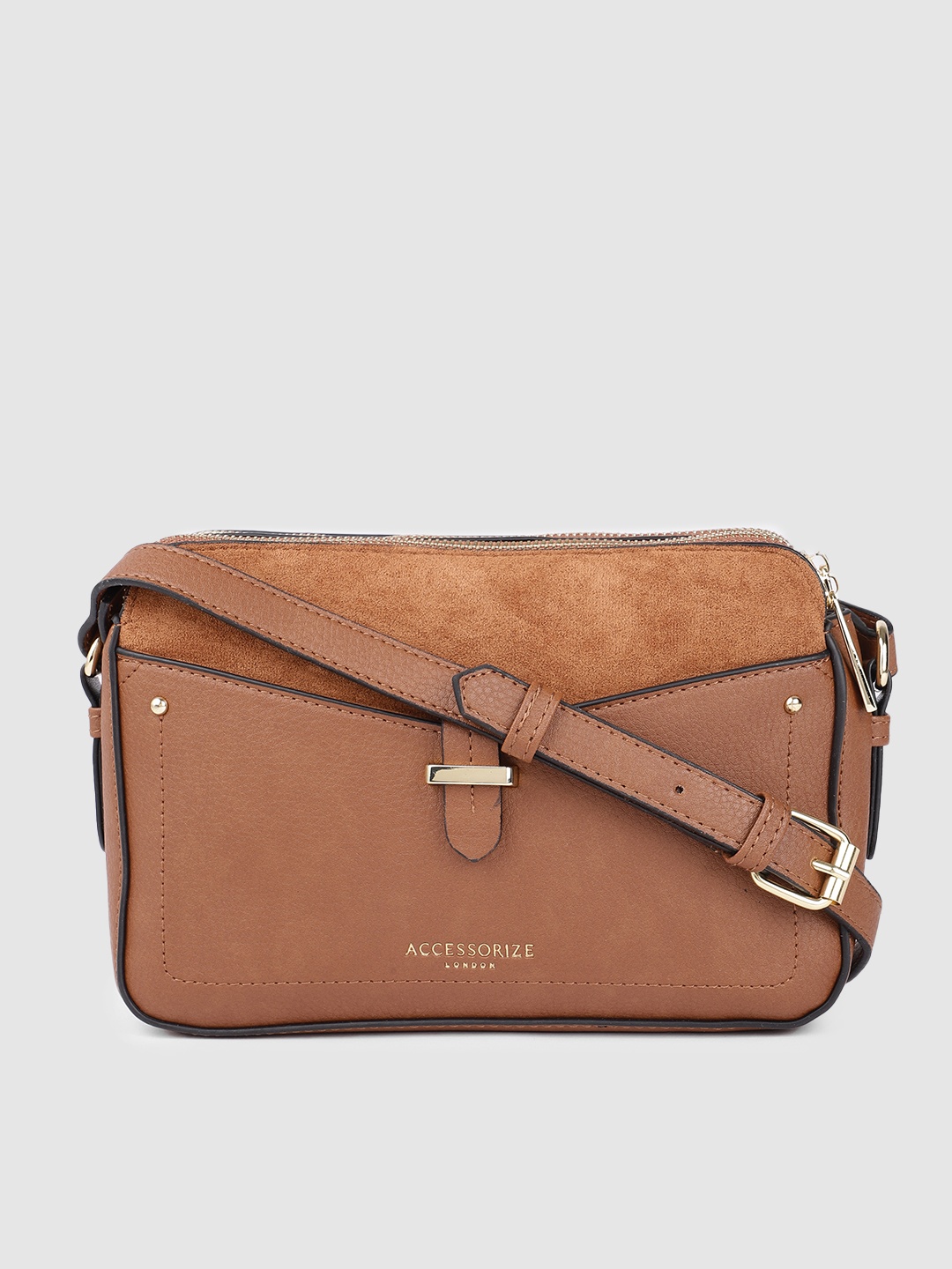 

Accessorize London Women Faux Leather Shelby Sling Bag, Tan