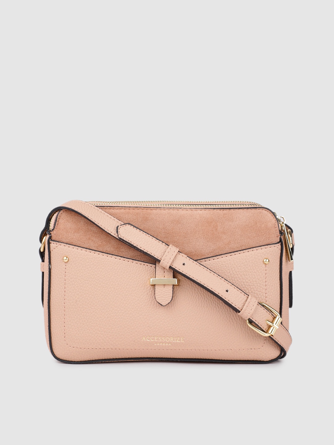 

Accessorize Women Dusty Pink PU Structured Sling Bag, Rose