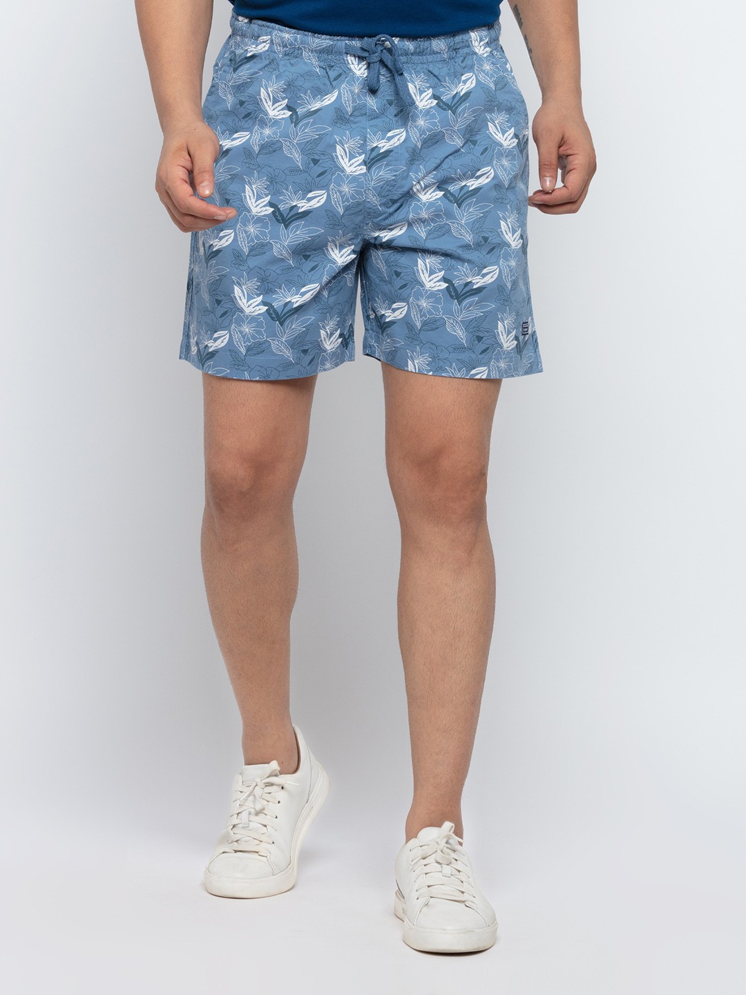 

Status Quo Men Blue Camouflage Printed Shorts